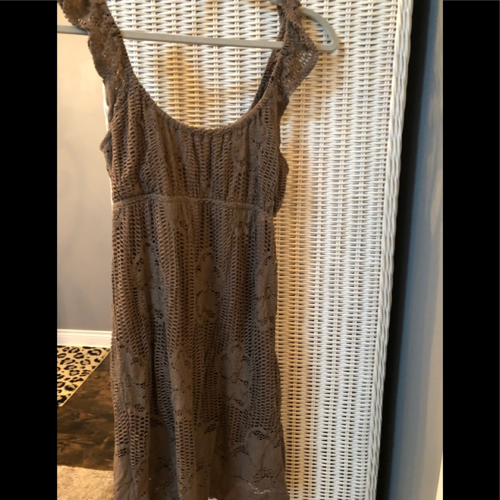 Taupe lined crocheted dress